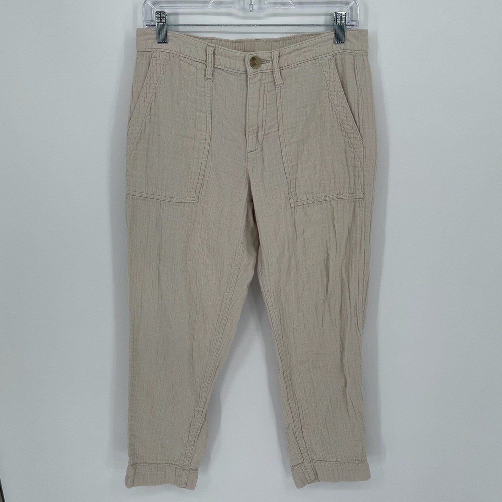 Old Navy Women's Beige Textured Cotton Utility Carpenter Pants Size 6
